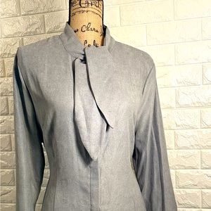 Midi long sleeve shirt dress with hidden buttons.